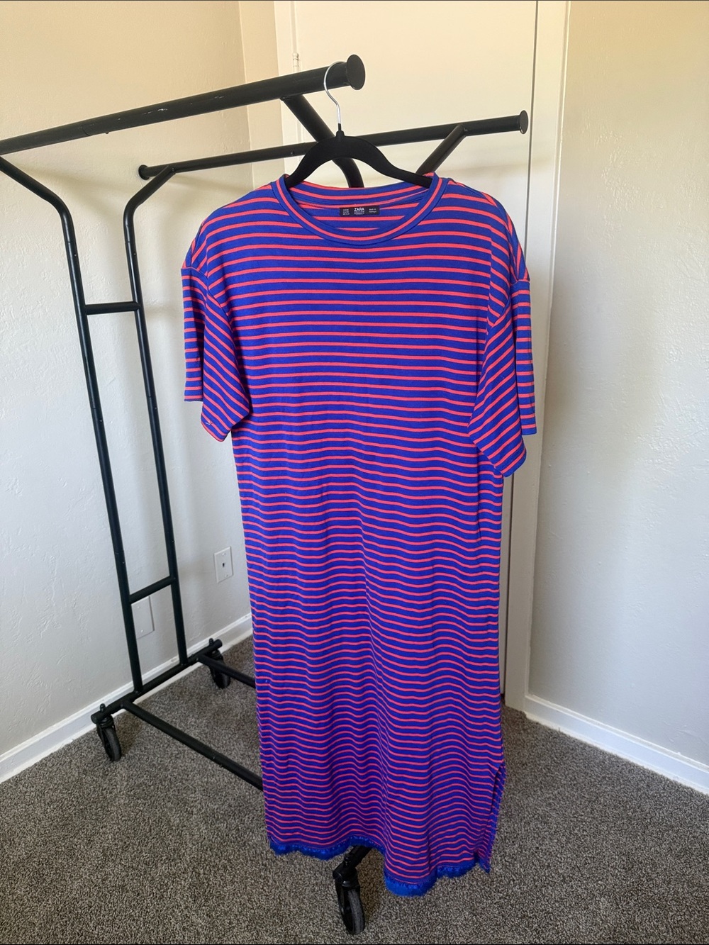 Striped Israelite Dress Fringes and Blue Boarder
